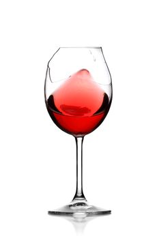 red wine in broken glass