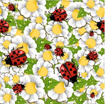 Spring beetle and flower pattern