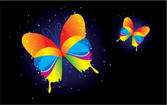 Vector illustration of Butterfly on a black background