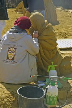 exposure of sand sculptures in France to Touquet 