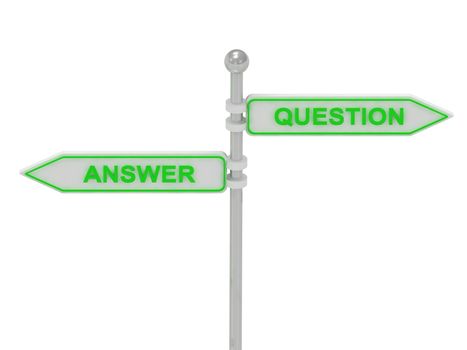 Signs with green "ANSWER" and "QUESTION"