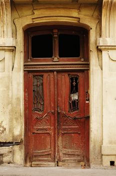 Art-Nouveau facade in Tbilisi Old town, restored area