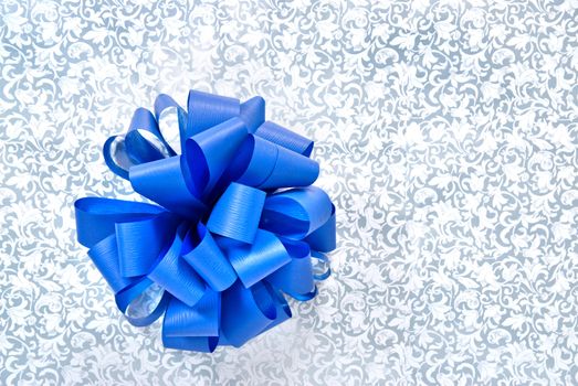 Blue bow from ribbon