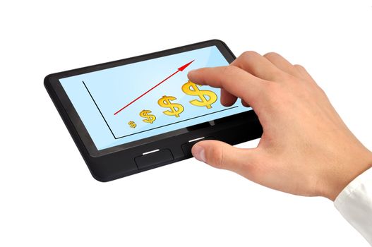 touch pad with growth dollar in hand