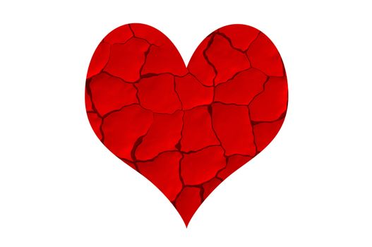 red dried chapped heart