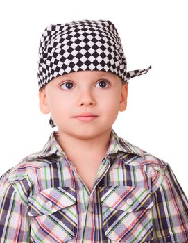 Preschool boy in bandanna and shirt
