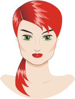 Vector portrait of a beautiful girl with a red hair
