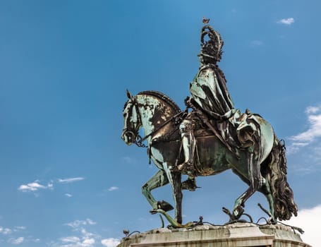 Statue of King Jose I on Praca do Comercio in Lisbon, Portugal