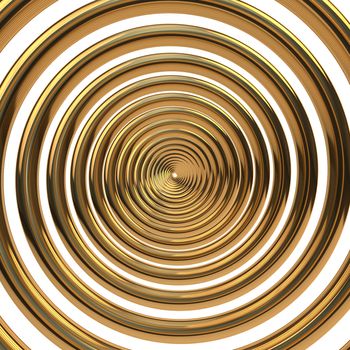 Concentric gold helix isolated on white