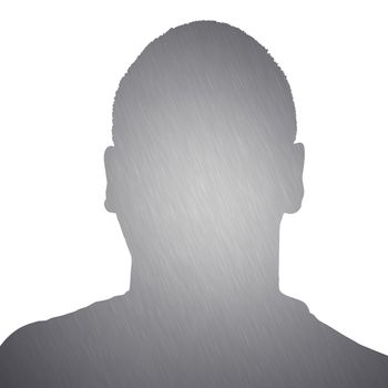 Illustration of a young man with brushed aluminum texture isolated over a white background.