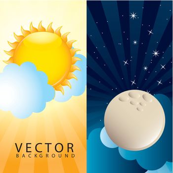 morning with suna and night with moon. vector illustration