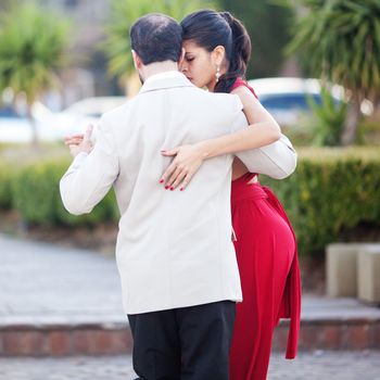 BUENOS AIRES - MAY 1: A pair of tango dancers perform on May 1, 