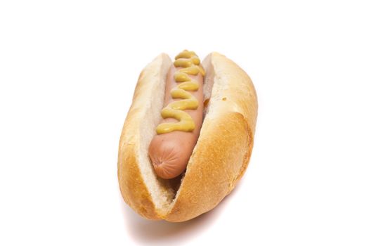 An old-fashioned hot dog with mustard