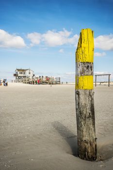 Look at building of sandy beach St. Peter-Ording