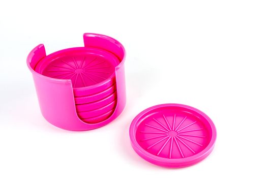 Pink plastic glass plates