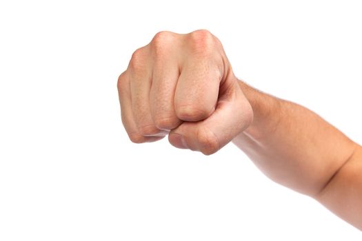 Males hand with a clenched fist isolated