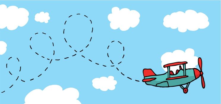Playful cartoon airplane flying