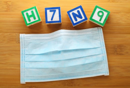 H7N9 alphabet block with protective face mask