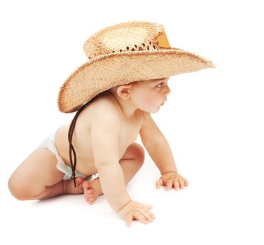 Little boy wearing cowboy hat