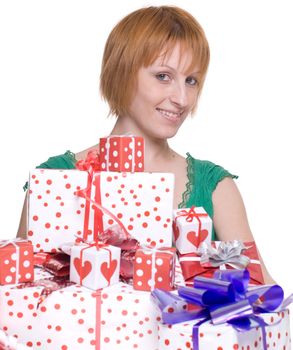 Close up portrait of woman with some gifts