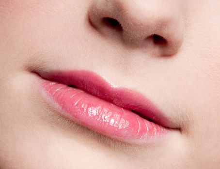 Close-up lips of beauty young woman