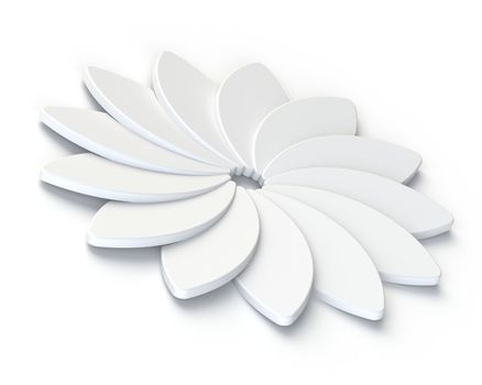 3D Abstract White Flower on White Background