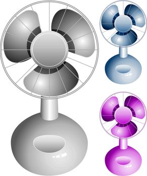 vector set of electric table fans 