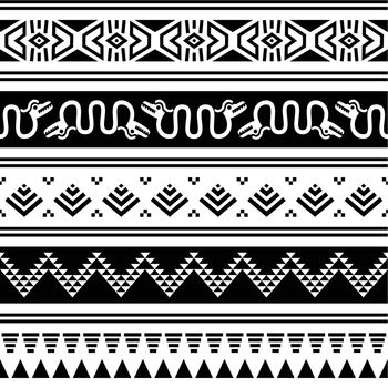 Aztec tribal seamless pattern with animals