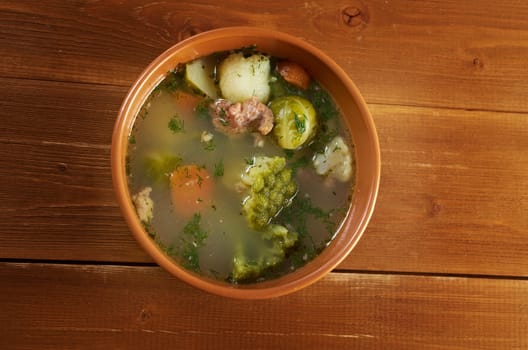 italian  farm-style country vegetables  soup with broccoli 