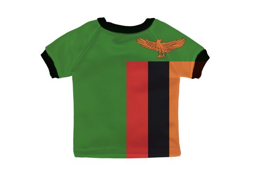 Small shirt with Zambia flag isolated on white background