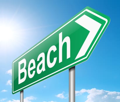 Illustration depicting a sign directing to the beach.