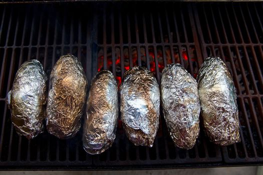 grilled whole potatoes with foil