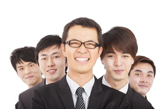 happy businessman with business team