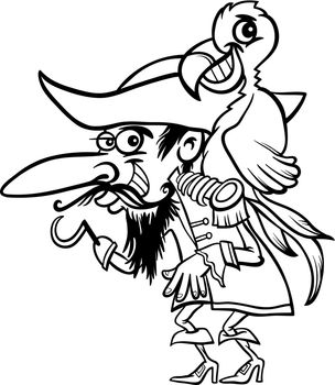 pirate with parrot for coloring book