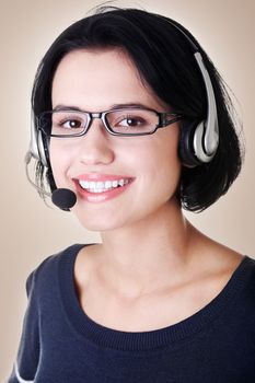 Closeup of attractive customer support representative