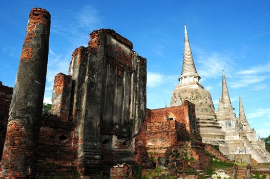 Ancient buddhist wat in Ayutthaya, Thailand
