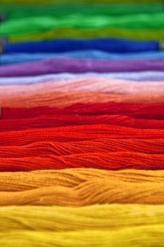 Yarn in rainbow colors