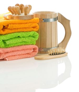 towels with wooden objects