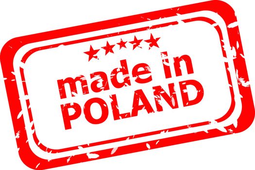 Red rubber stamp of made in poland