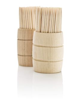 two barrels with toothpicks isolated 