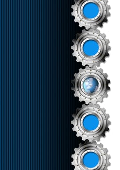 Blue and Metal Industrial Gears Background
