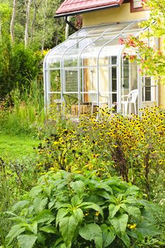 Solarium and garden at home