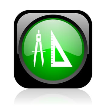 e-learning black and green square web glossy icon