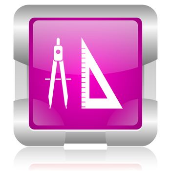 modern oryginal violet square glossy internet icon with steel border on white background