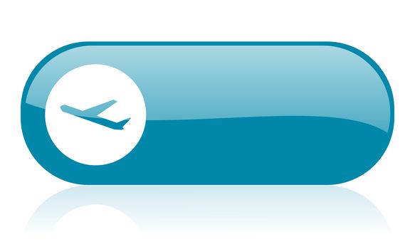airplane blue web glossy icon