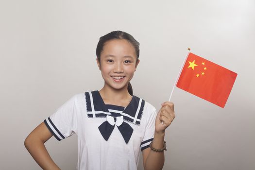 Girl with Chinese flag, Studio