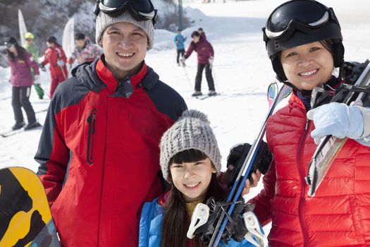 Family Smiling in Ski Resort
