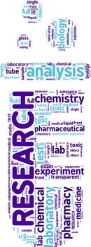 laboratory tube vector tag cloud illustration - research concept