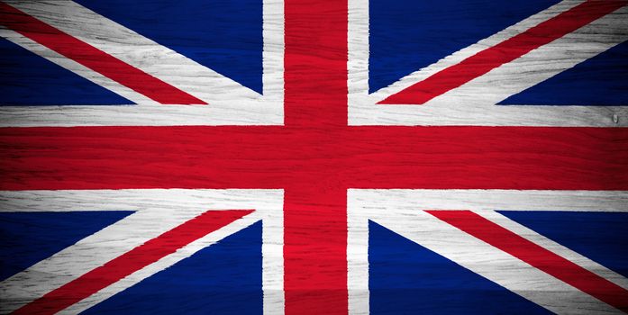 UK flag on wood texture
