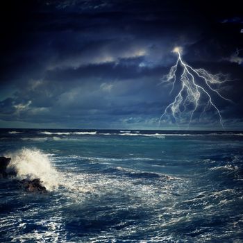 Thunderstorm in sea
